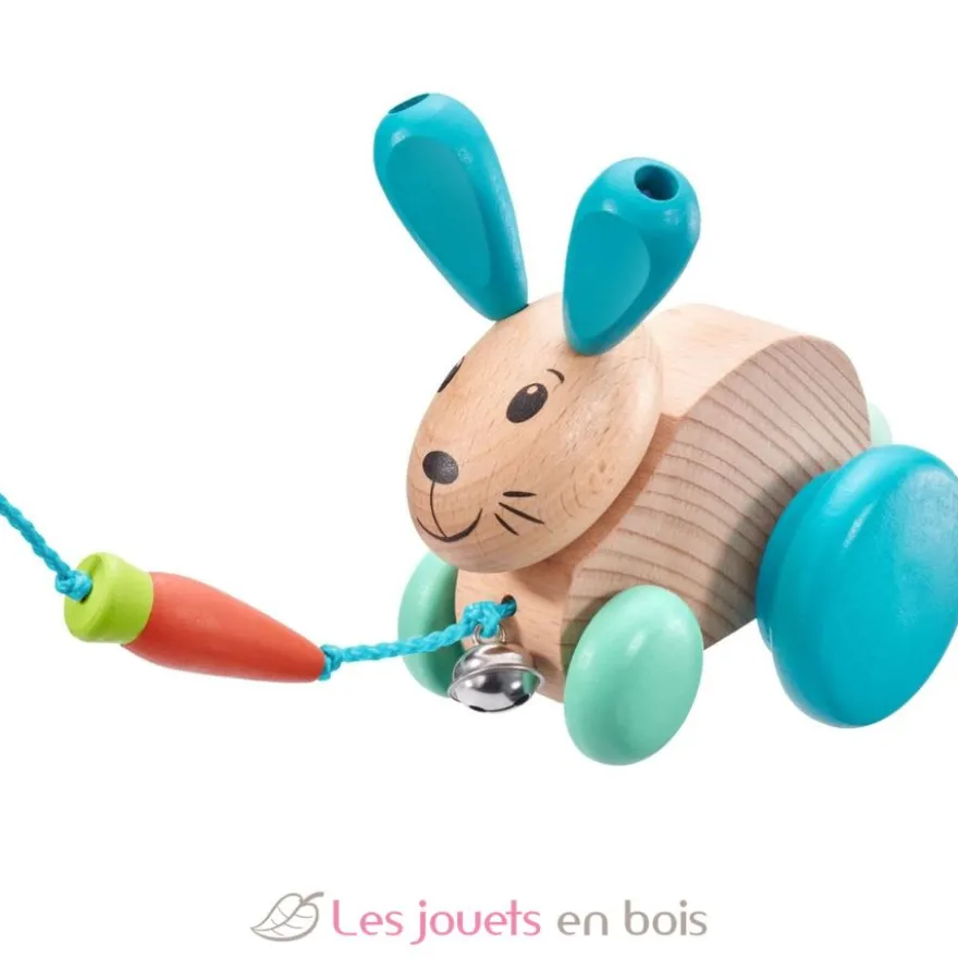 Henny Hoppel lapin en bois massif à tirer - Selecta