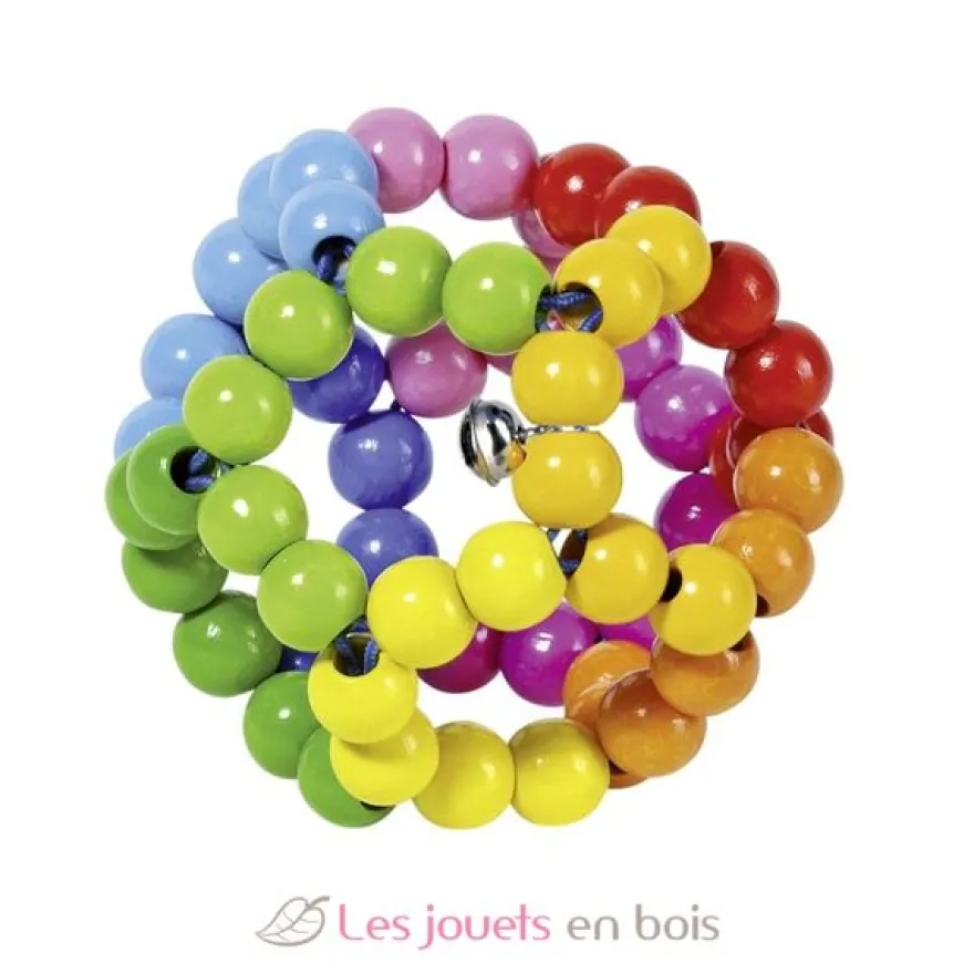 Hochet balle arc-en-ciel flexible - Goki