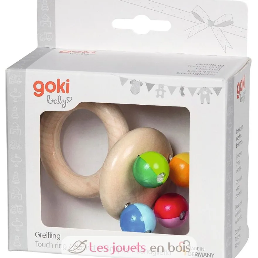 Hochet en bois arc-en-ciel - Goki