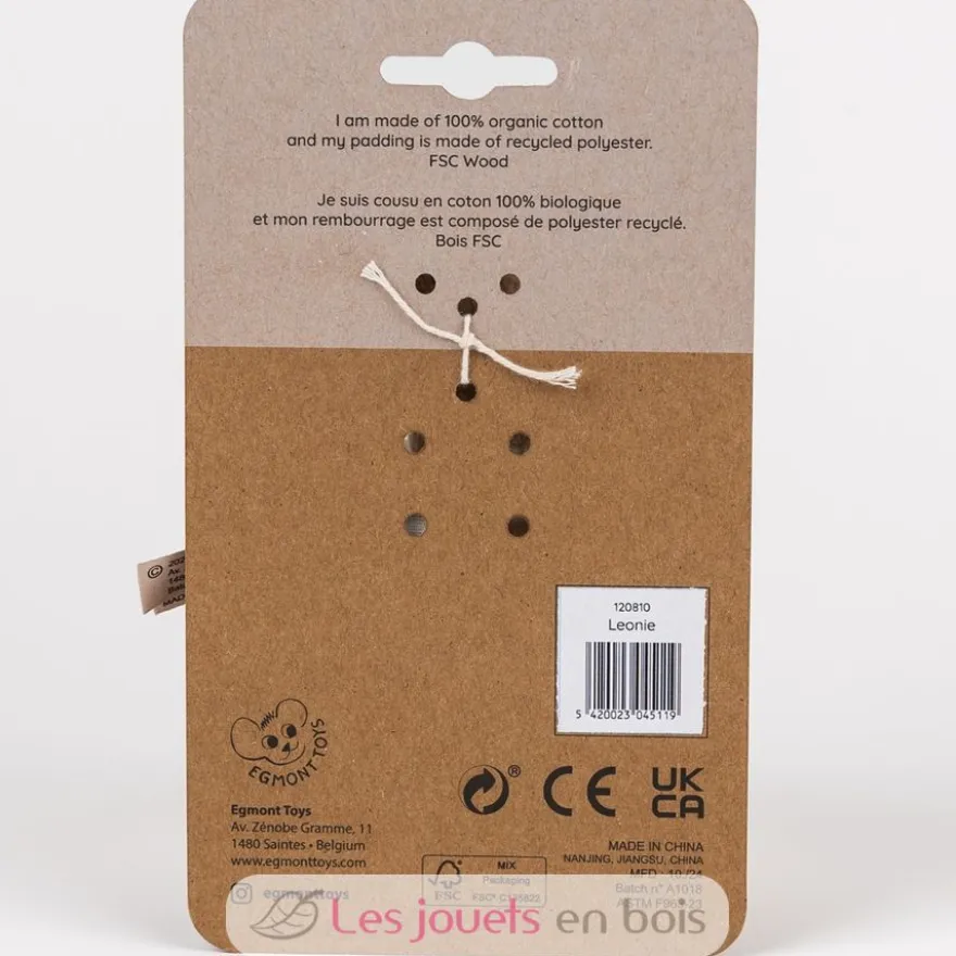 Hochet en bois et coton bio Léonie la girafe - Egmont Toys