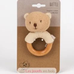 Hochet en bois et coton bio Marcel l'ours - Egmont Toys