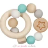 Hochet en bois et silicone étoile turquoise - Goki