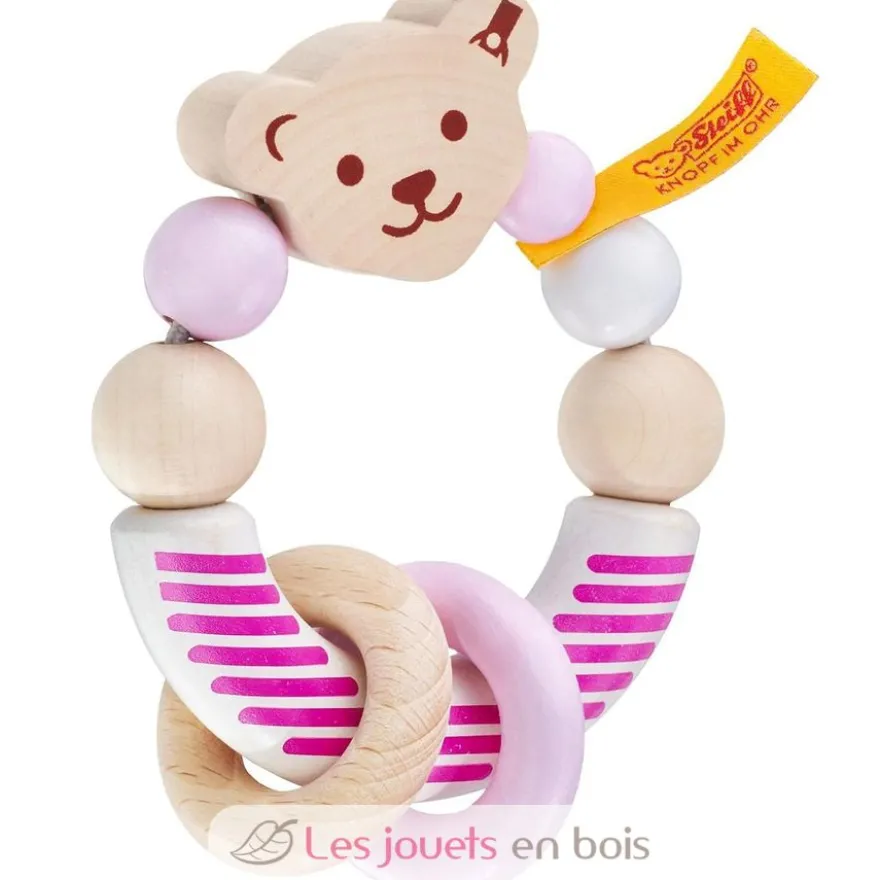 Hochet Ours Steiff rose - Selecta