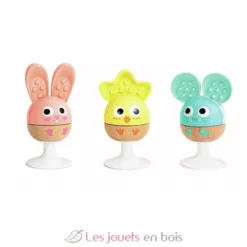 Hochets animaux à ventouse - Bois et silicone - Hape