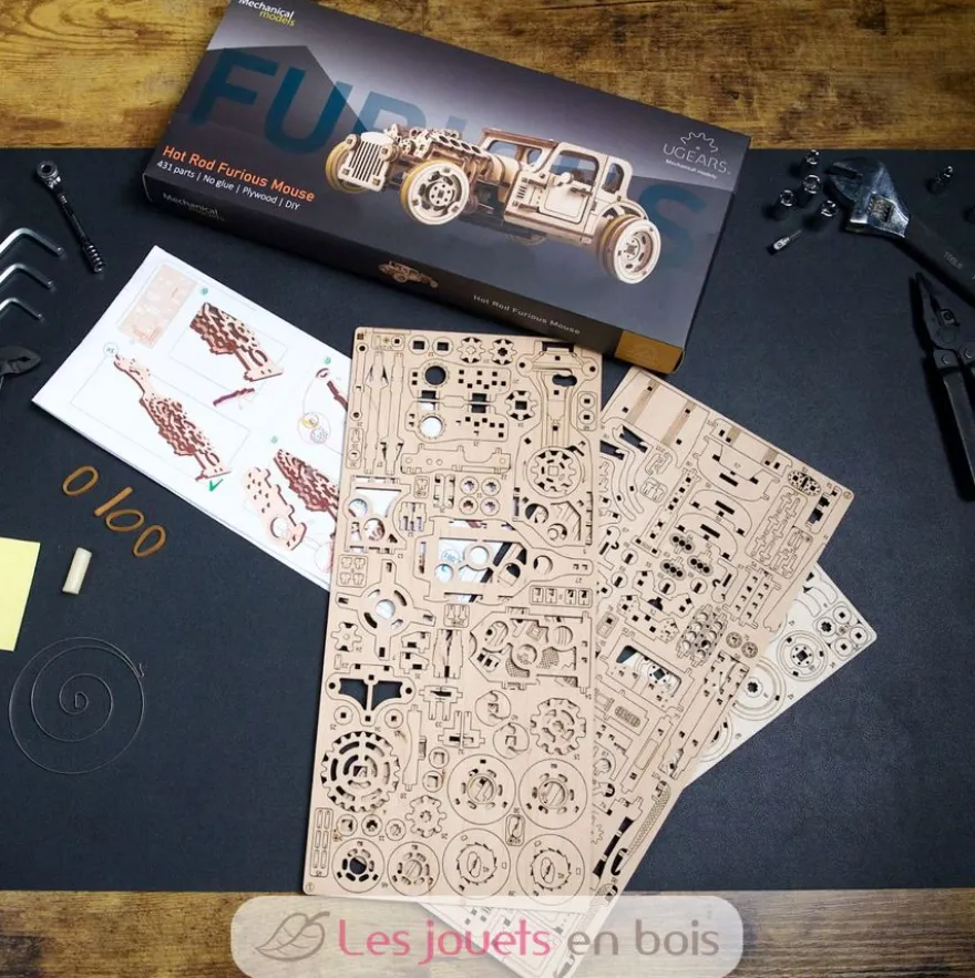 Hot Rod Furious Mouse - Puzzle 3D mécanique en bois - Ugears