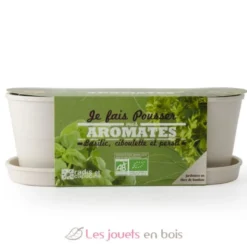 Jardinière en bambou aromates bio - Radis et Capucine