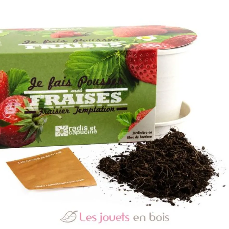 Jardinière en bambou Fraisiers - Radis et Capucine