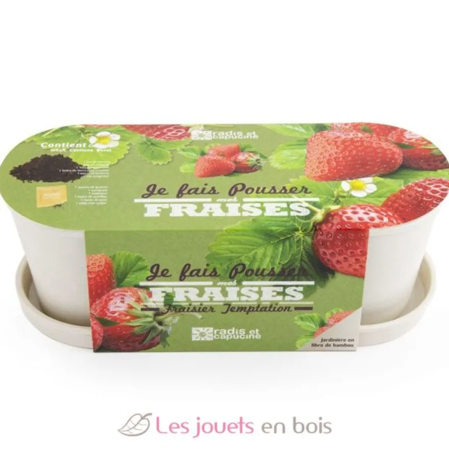 Jardinière en bambou Fraisiers - Radis et Capucine