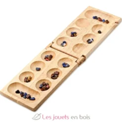 Jeu du Mancala ou Awalé - Bois et pierres naturelles - Cayro