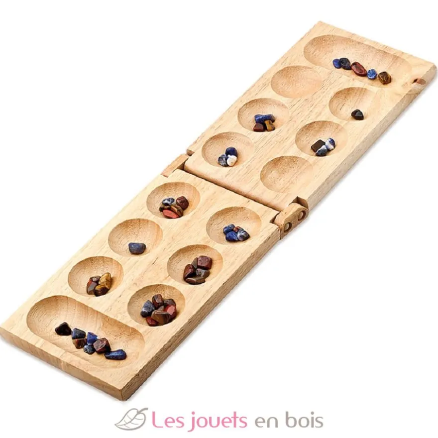 Jeu du Mancala ou Awalé - Bois et pierres naturelles - Cayro