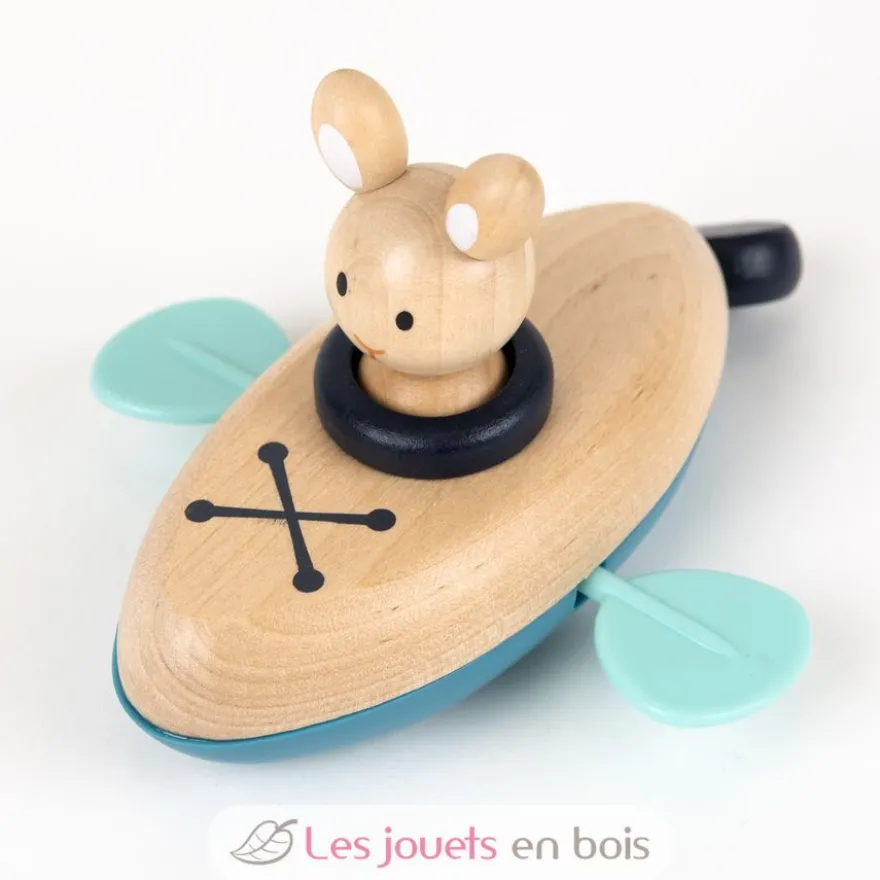 Jouet de bain Canoë Lapin - Bois et plastique - Egmont Toys