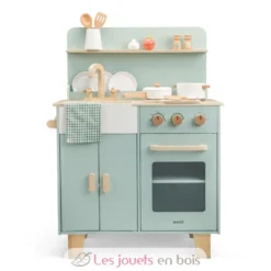 Kitchenette en bois pour enfant vert menthe - New Classic Toys