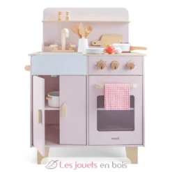 Kitchenette en bois pour enfant rose - New Classic Toys