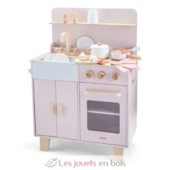 Kitchenette en bois pour enfant rose - New Classic Toys