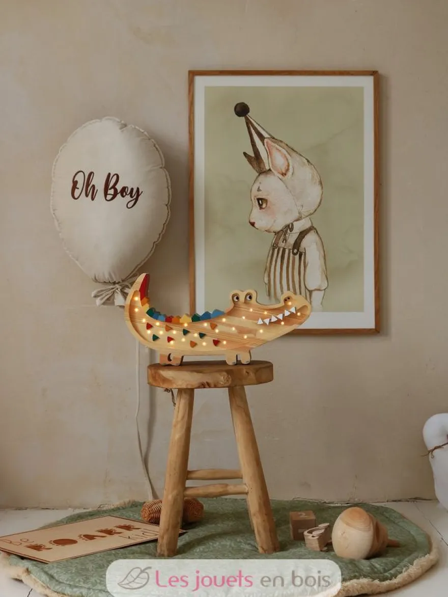 Lampe Veilleuse Crocodile bois naturel - Little Lights