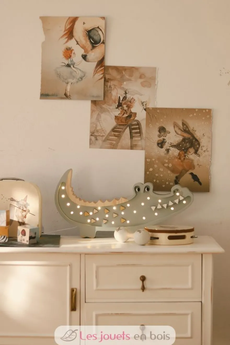 Lampe Veilleuse Crocodile Kaki pastel - Little Lights