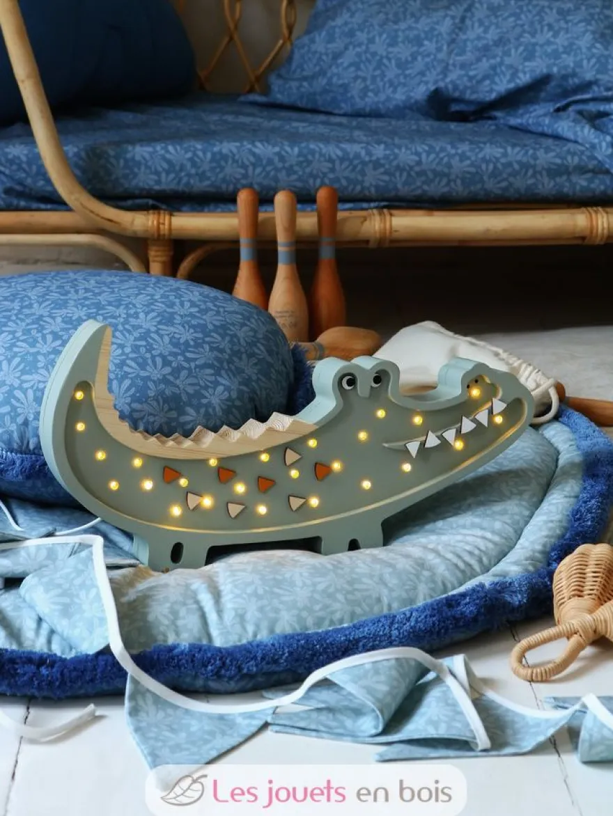 Lampe Veilleuse Crocodile Kaki pastel - Little Lights