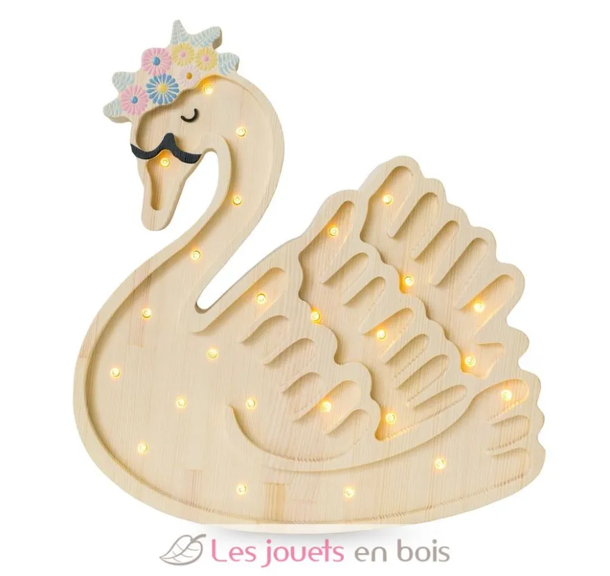 Lampe Veilleuse Cygne bois naturel - Little Lights