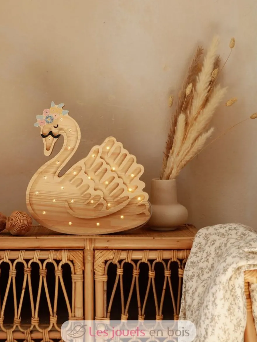 Lampe Veilleuse Cygne bois naturel - Little Lights