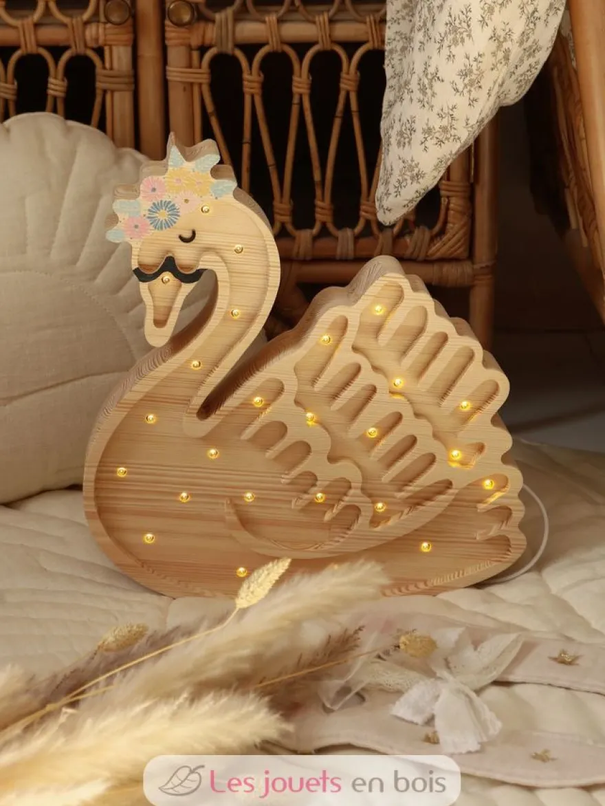 Lampe Veilleuse Cygne bois naturel - Little Lights