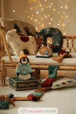 Lampe veilleuse en bois pingouin bleu - Little Light