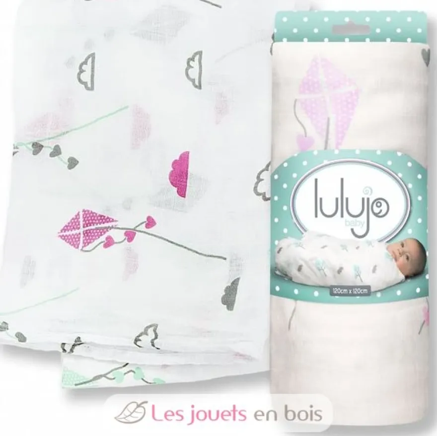 Lange en bambou - Cerf-volant rose - Lulujo