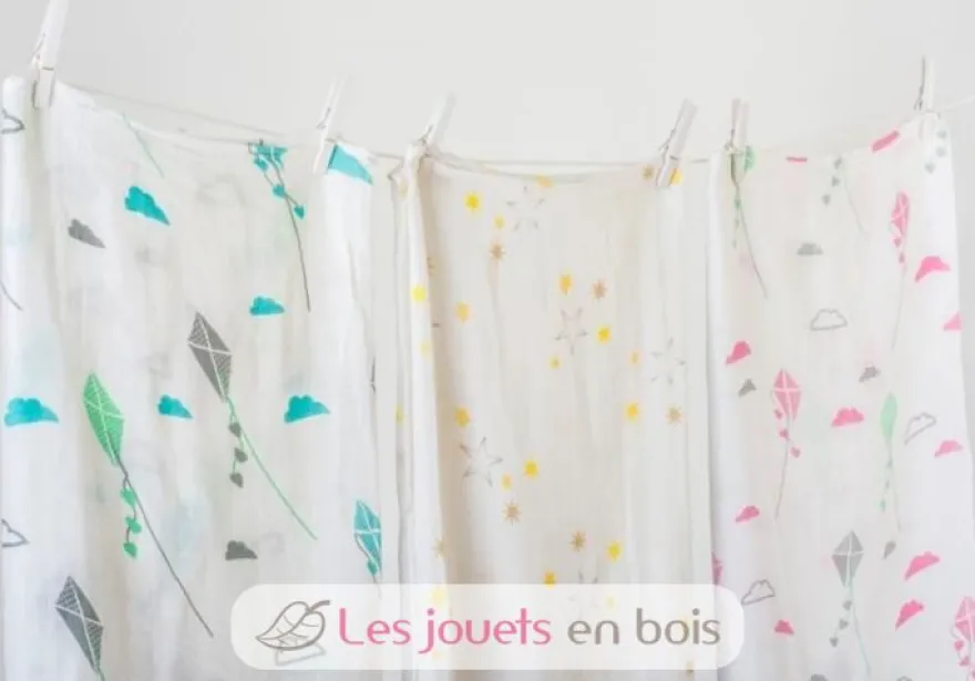 Lange en bambou - Cerf-volant rose - Lulujo