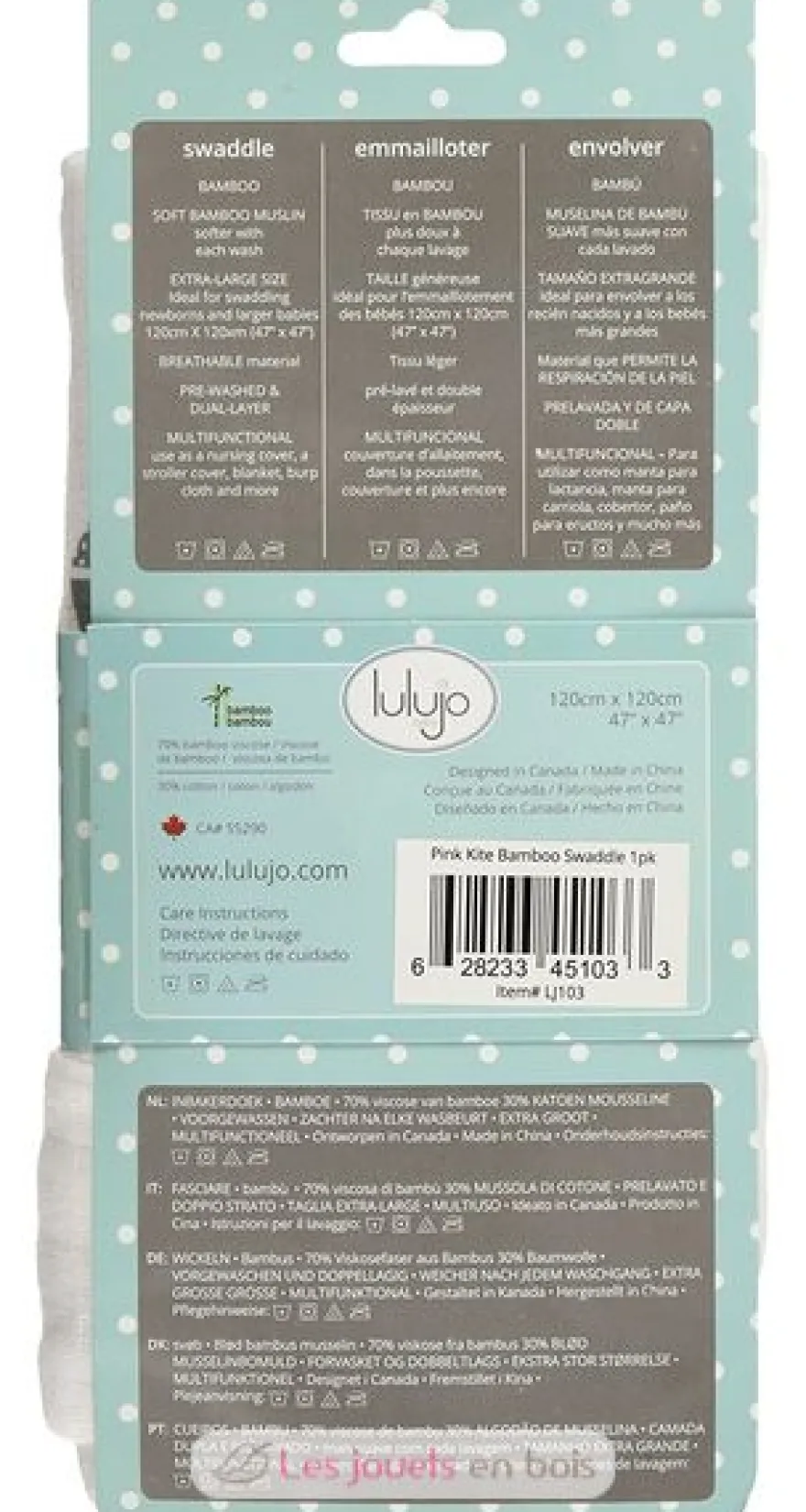 Lange en bambou - Cerf-volant rose - Lulujo