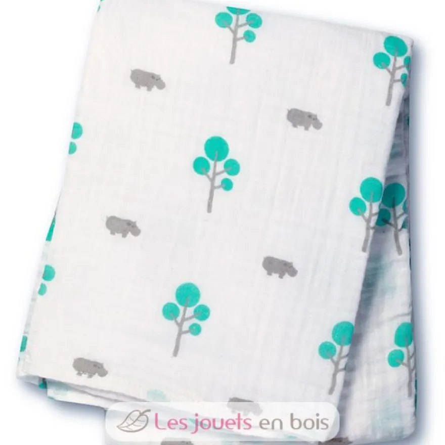 Lange mousseline - Aqua Hippo - Lulujo