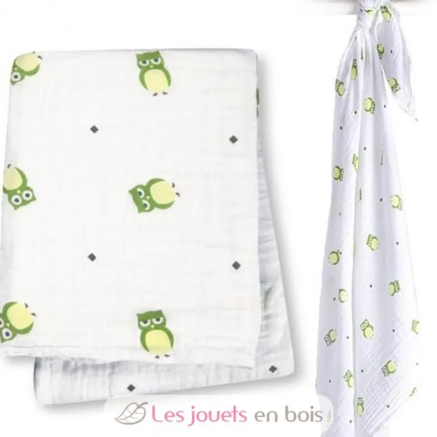 Lange mousseline - Chouette verte - Lulujo