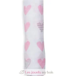 Lange mousseline - Coeurs roses - Lulujo