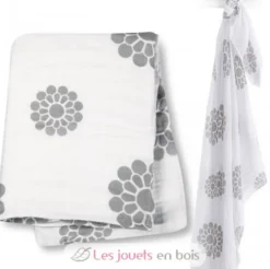 Lange mousseline - Fleurs grises - Lulujo