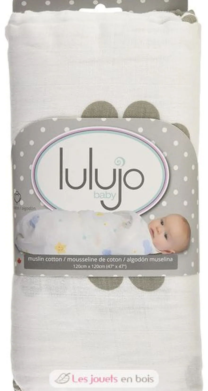 Lange mousseline - Fleurs grises - Lulujo