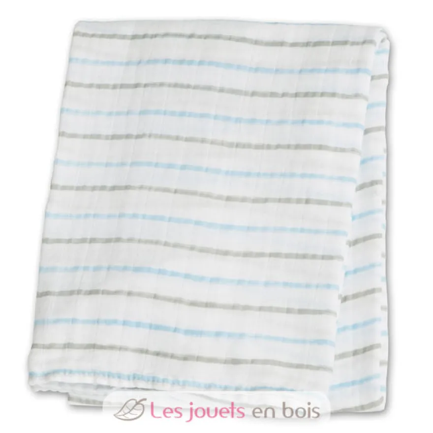 Lange mousseline - Rayures bleues - Lulujo