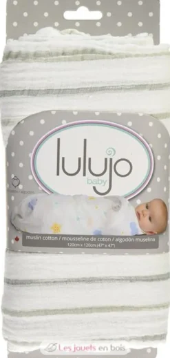 Lange mousseline - Rayures grises - Lulujo