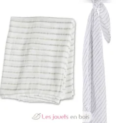 Lange mousseline - Rayures grises - Lulujo