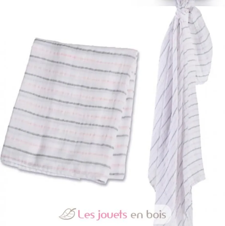 Lange mousseline - Rayures roses - Lulujo