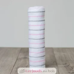 Lange mousseline - Rayures roses - Lulujo