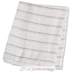 Lange mousseline - Rayures roses - Lulujo