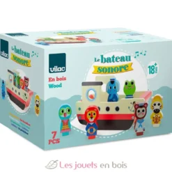 Le bateau sonore des animaux en bois - Dès 18 mois - Vilac