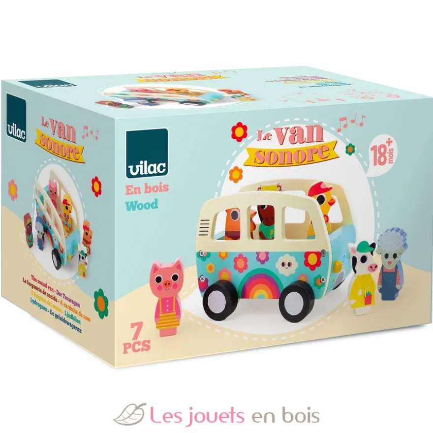 Le van sonore des animaux en bois - Dès 18 mois - Vilac