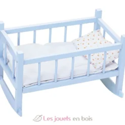 Lit bercelonnette poupée 40 cm bleu - Petitcollin