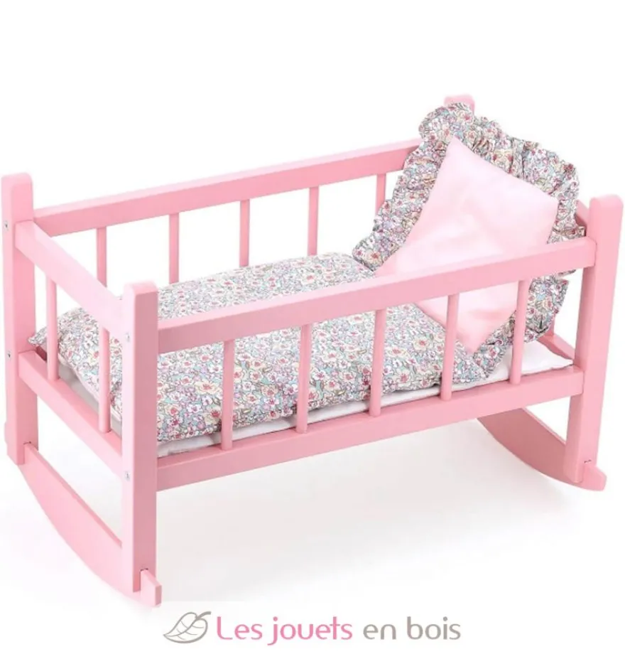 Lit bercelonnette poupée 40 cm vanille fraise - Petitcollin