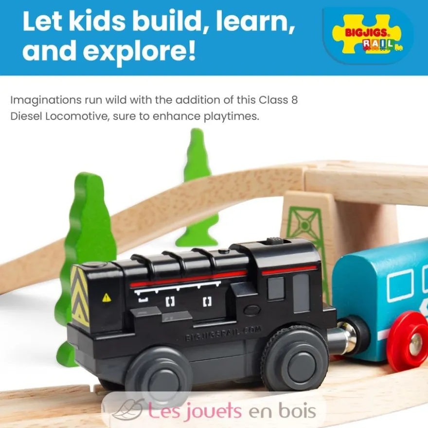 Locomotive de manœuvre diesel noire à pile - Bigjigs Toys
