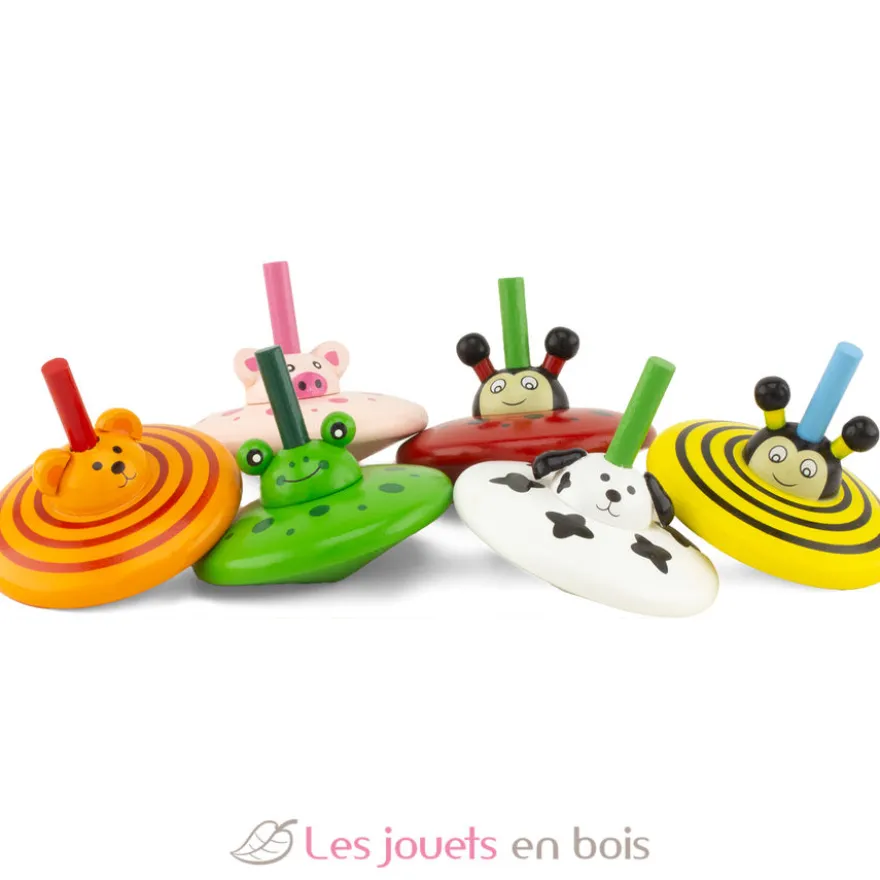 Lot de 6 toupies animaux - Ulysse