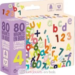 Magnets en bois - Lettres minuscules et Chiffres - Jeujura