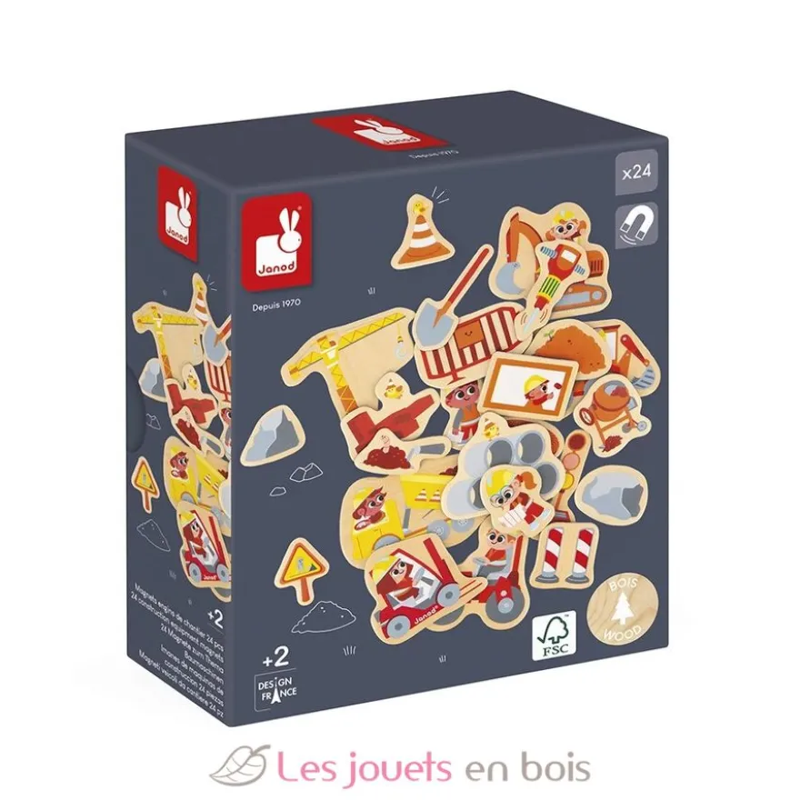 Magnets Engins de chantier 24 pièces - Janod