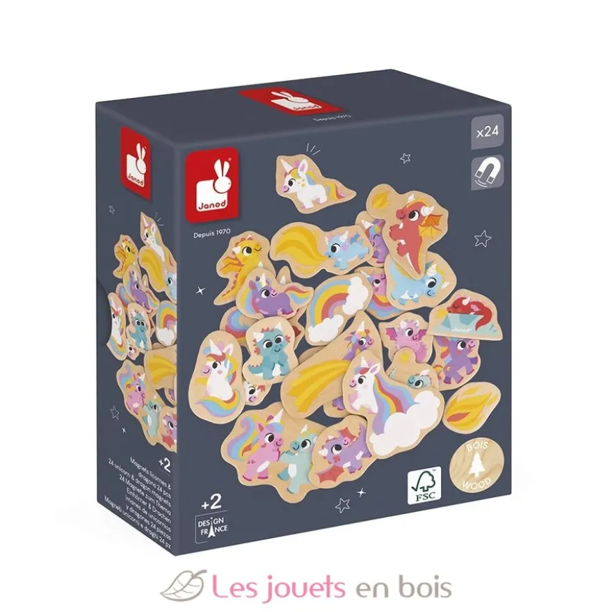 Magnets Licornes et Dragons 24 pièces - Janod