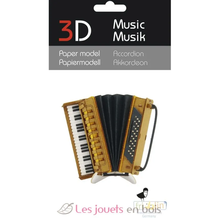 Maquette 3D en papier Accordéon marron - Fridolin
