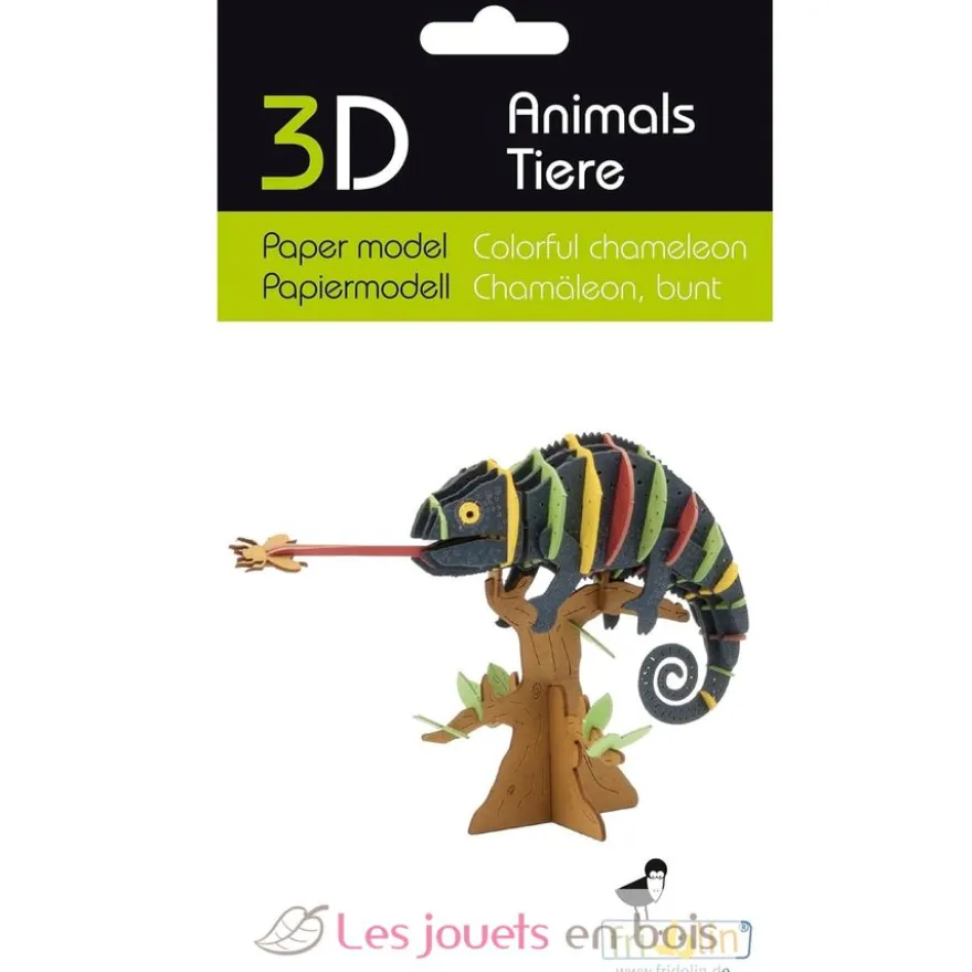Maquette 3D en papier Caméléon coloré - Fridolin
